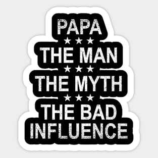 Retro Papa The Man The Myth The Bad Influence Funny Gift Sticker